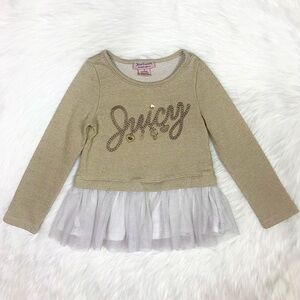 Juicy Couture Toddler Girls Gold Sparkle Tutu Pullover Top Tunic Size 4Y